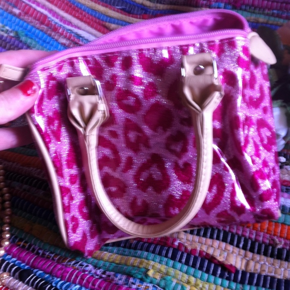 Mini Hot Pink & Tan Leopard Purse - Picture 1 of 3